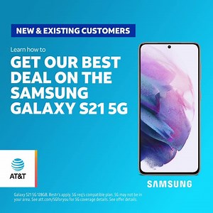 Save now on a Samsung Galaxy S21 5G! New and existing customers can get our best deals with AT&T 5G. Fast. Reliable. Secure. | AT&T