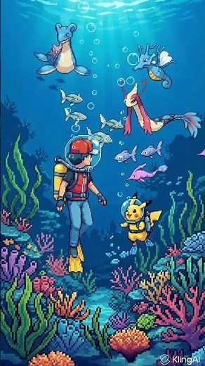 Ash & Pikachu’s Underwater Pixel Adventure 🌊 Retro Pokémon Exploration