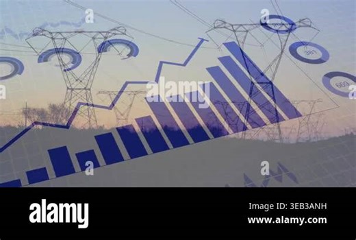 Animation of data processing over electricity pylons. Power, ecology, computing and digital interface concept digitally generated video Stock Video Footage - Alamy