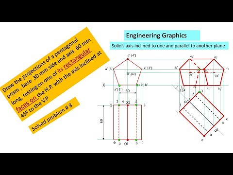 Pentagonal prism resting on rectangular face on HP and axis inclined to VP(newly recreated)