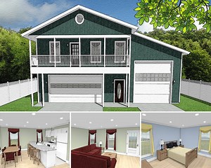 2 Bed 1.5 Bath 1200 SF 47x41 Garage Apartment House Plans, RV Bus Big Rig Garage Architectural Plans, Compact Floor Plan, Digital Blueprint - Etsy