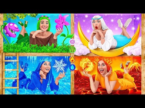 Four Elements Build a Bunk Bed | Funny Challenges by Jelly DO