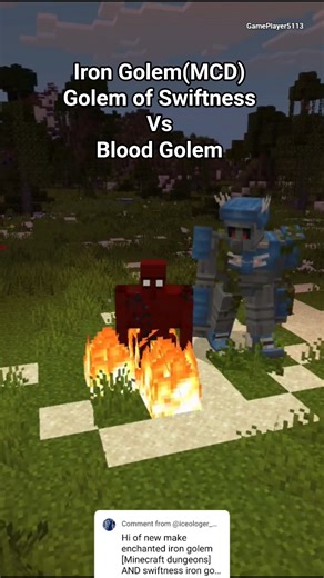 Iron Golem(MCD) and Golem of Swiftness Vs Blood Golem #minecraft #mobbattle #mcpe #addon #shorts
