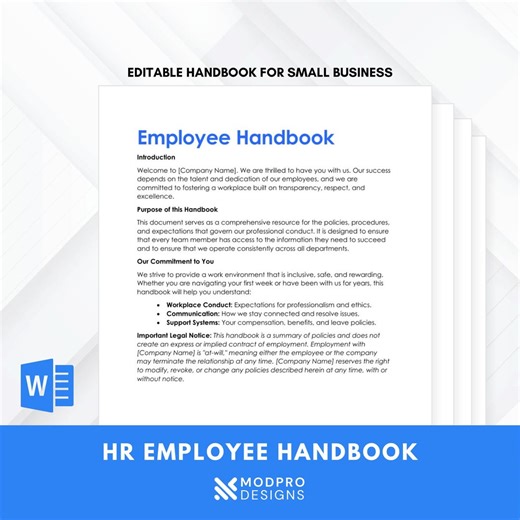 Employee Handbook Template for Small Business | Editable HR Policy Manual | Company Policies Guide | Onboarding & Workplace Rules Document - Etsy