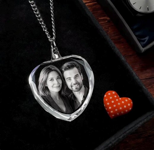 Personalised Necklace With Custom Photograph Crystal Uk New Boxed Gift - Etsy