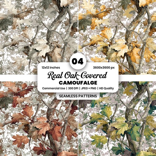 Real Oak Camouflage Seamless Pattern, Hunting Apparel Design, Digital Papers, Woodland Camo Background (JPEG & PNG Digital Download) - Etsy