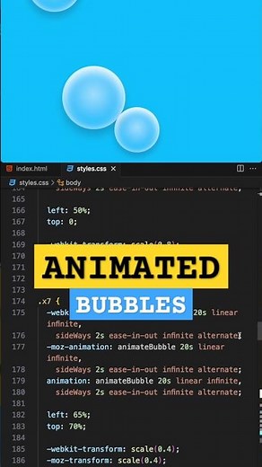 💧 Animated Bubbles with HTML & CSS #shorts #viral #css #animation #shortvideo #coding #programming