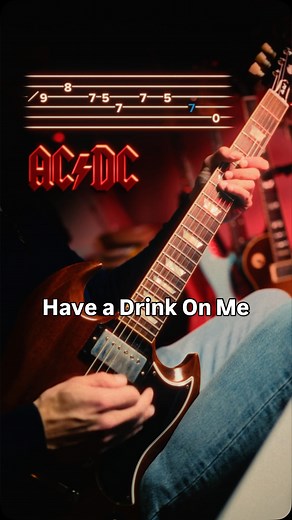 Have a Drink On Me - AC/DC, a guitar tutorial with tabs on screen. Learn how to play the guitar riff, verse and chorus. #guitarlesson #guitartutorial #guitartabs #angusyoung #acdc | LP Guitar Works