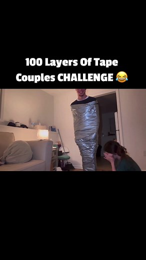 100 Layer Of Tape Couples Challenge *Can we Escape*? 😂 #challenge #100layerschallenge #fyp #funny #coupleschallenge