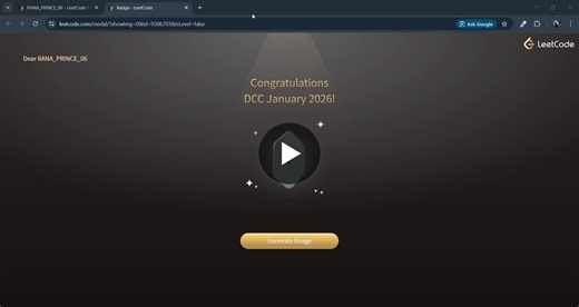 #leetcode #dcc #dailycodingchallenge #january2026 #problemsolving #dsa #consistency #softwareengineering #continuouslearning | Prince Rana