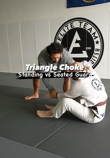 8.5K views · 177 reactions | Triangle Choke - Standing vs Seated Guard. When practicing this triangle entry, try not to jump straight into your opponent when throwing your leg over. You want to create an angle and fall on the same side hip of the leg your throwing over their neck. MOVE BETTER#jiujitsuflo #jiujitsu #bjj #brazilianjiujitsu #grappling #submissiongrappling #trianglechoke | Ari Goldman | Facebook