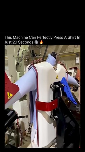 @eduardluliclips on Instagram: "This machine can perfectly press a full dress shirt in under 20 seconds — no wrinkles, no effort. It uses jets of hot steam to soften the fibers, while heated plates and air compression reshape the shirt to its original form. Once sealed between the molds, the system applies uniform temperature and pressure, removing every crease like magic. ✨ These machines are often used in hotels and industrial laundries — built for speed, precision, and consistency, saving hou