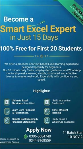 15 day smart excel course