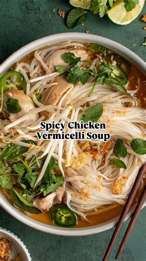 Spicy chicken vermicelli noodle soup quick and flavor packed