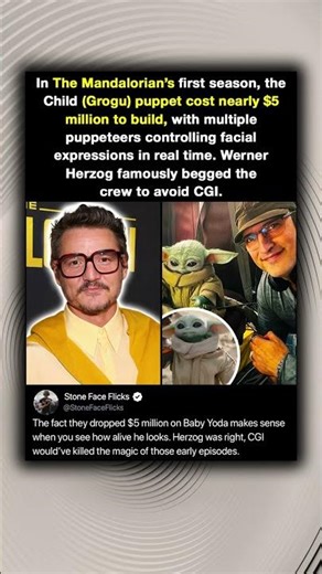 In The Mandalorian's first season, the Child (Grogu) puppet cost nearly $5 million to build, with