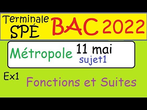 Corrigé BAC 2022 - Métropole sujet1 -Ex1 Fonctions et SuitesTerm spé maths