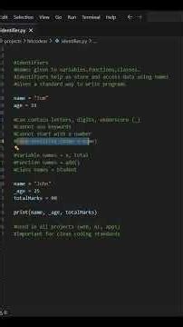 Python Identifiers Explained in 60 Seconds | Naming Rules Every Beginner Must Know!#hitcodear#shorts