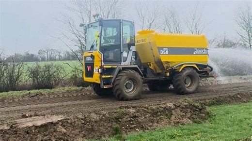 SpreadTec DS8 on site at a solar farm developement in the UK, working as part of a stabilisation project to develop a Type 1 roadway, as operated by our UK distributor Reeds Construction & Engineering Ltd. The DS8 dual water tanker and dust suppression unit carries 8000 litres of water and is used here for mositure management in track preperation to ensure material has the right mositure content before in-situ mixing with cement to increase load bearing capacity. Video Credit: Reeds Construction