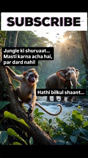 हाथी और बंदर की सच्ची दोस्ती 🐘🐒#aivideo #viral #cartoon