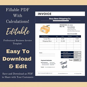 Fillable Invoice Form | Editable PDF | Automatically Calculates Totals | Small Business Fillable Invoice PDF | Instant Download PDF Invoice - Etsy Australia