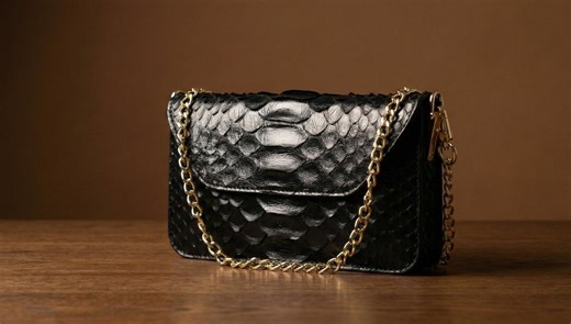 Leather Crossbody Bag - Genuine Python Leather Bag - Black Snake Skin Purse With Gold Chain - Handmade Luxury Exotic Clutch - Etsy