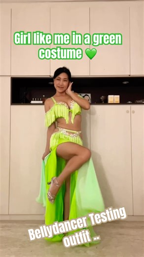 #bellydancer Testing Outfit, green costume #girlslikeyou #bellydancercostume