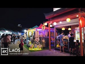[4K] Vientiane Night Market | Laos Walking Tour | Laos Travel | WALK A LAOS