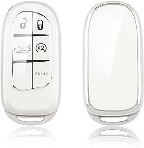 UHONSN for Jeep Key Fob Cover Soft TPU Keys Shells Case Full Covers Protector Keycover Compatible with Jeep Dodge Challenger Grand Cherokee Compass Renegade Dodge Challenger Charger Durango Journey