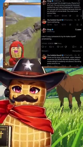 The Faithful Sheriff made a video calling out TheBurntPeanut after being acknowledged and then banned in chatGingy also joined the conversation and told him to seek therapy“You are being a parasocial obsessed weirdo that can’t take a freaking hint..you need some serious help”