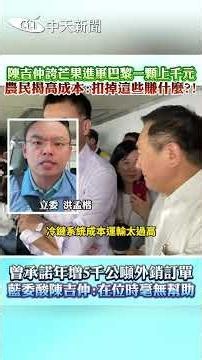 Chen Chi-chung touts mangoes reaching Paris at $1,000 TWD per piece; farmers reveal high costs: "...