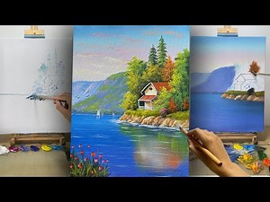 Beautiful Beach House Painting | Step by Step Acrylic Tutorial | HAO ART