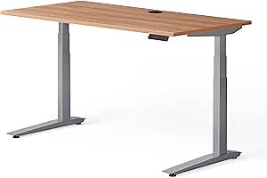Fully Jarvis Standing Desk 42" x 24" Oak Laminate Top - Electric Adjustable Desk Height from 23" to 43" with Memory Preset Controller (Rectangle, Silver Frame)