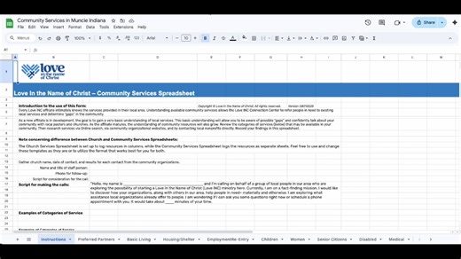 How to Use the Community Service Spreadsheet