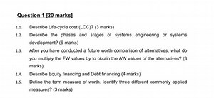 Question 1 [20 marks]Describe Life-cycle cost (LCC)? (3 marks... | Filo