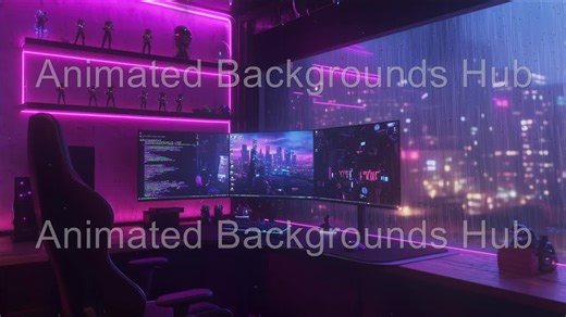 Vtuber Background | Neon City Gaming Room | Animated Background | Stream Overlay | Zoom Background | Twitch Overlay - Etsy