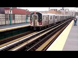 NYC Subway #7 Train Pulls into Court Square Station