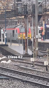 67017 locomotive, operated by DB Cargo. Seen leaving Crewe station. #trains #diesellocomotive #britishrailways #railway #railways #trainspotting #class67 #DBCargo | Adrian Watson