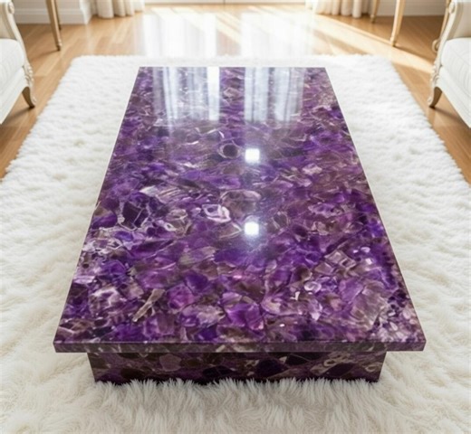 Amethyst Gemstone Coffee Table, Modern Luxury Center Table, Semi Precious Stone Furniture - Etsy