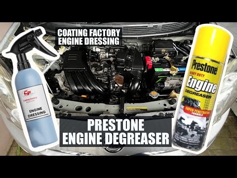 Effective way to detail the car engine compartment, engine degreaser + dressing, 100% shiny again