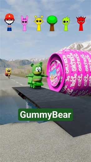 😍Barbie & SuperMario & Cameraman & GummyBear & SpongeBob & Spiderman VS Barbie Bollard