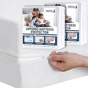 Twin Mattress Protector Waterproof 2 Pack Zippered for Kids, 6-Side Waterproof Twin Size Mattress Encasement, Box Spring Cover