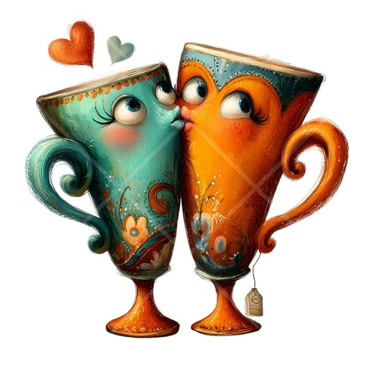 Whimsical Mug Clipart Set, 22 PNG Cute Love Cups, Valentine Coffee Illustration, Kawaii Drink Characters - Etsy