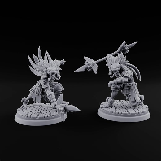 Aztec Inspired Spear Held High Hobgoblin Warrior
