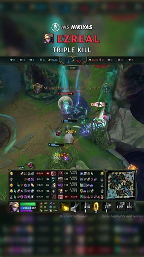 (IN5 Nikiyas) Ezreal TRIPLE KILL | EUW Grandmaster Patch 26.13 #shorts