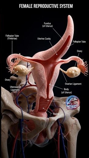 Female Reproductive System (Labeled) – Detailed Anatomical Illustration