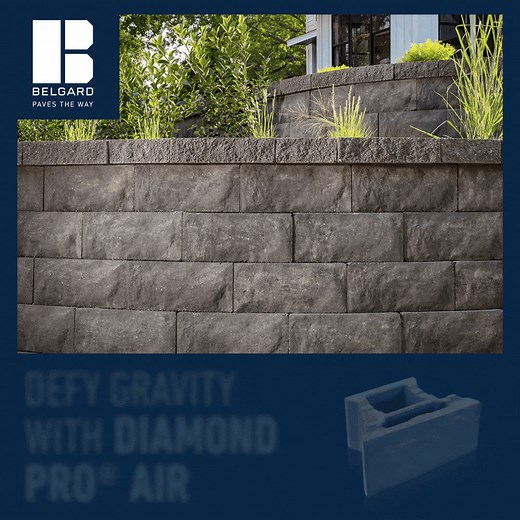 Less weight, less labor, more results. Diamond Pro© Air redefines retaining walls with strength and efficiency. | Belgard Outdoor Living