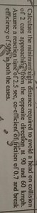 Calculate the minimum sight distance required to avoid a head-o... | Filo