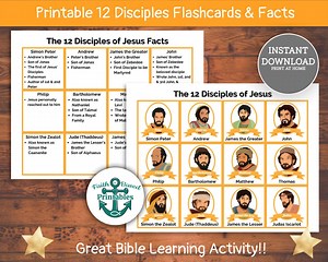 Jesus 12 Disciples Flashcards, Bible Facts Learning (PDF Pattern) - Etsy