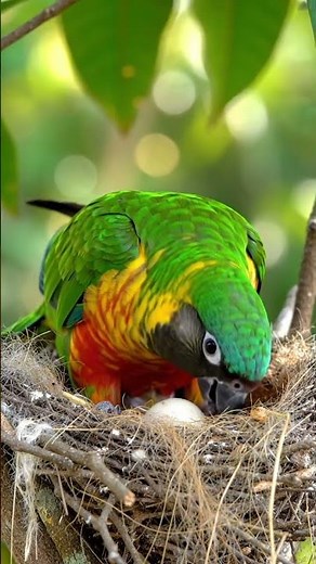 Parrot Laying Egg — Beautiful Nature Moment 🦜🥚 #Shorts”