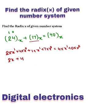digital electronics | Find the radix of given number system
